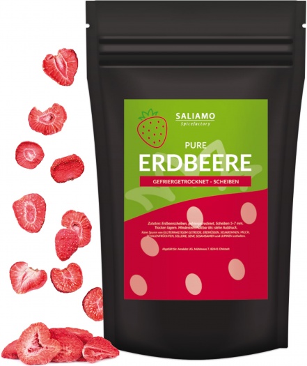100g Gefriergetrocknete Erdbeeren in Scheiben - 100% Erdbeeren